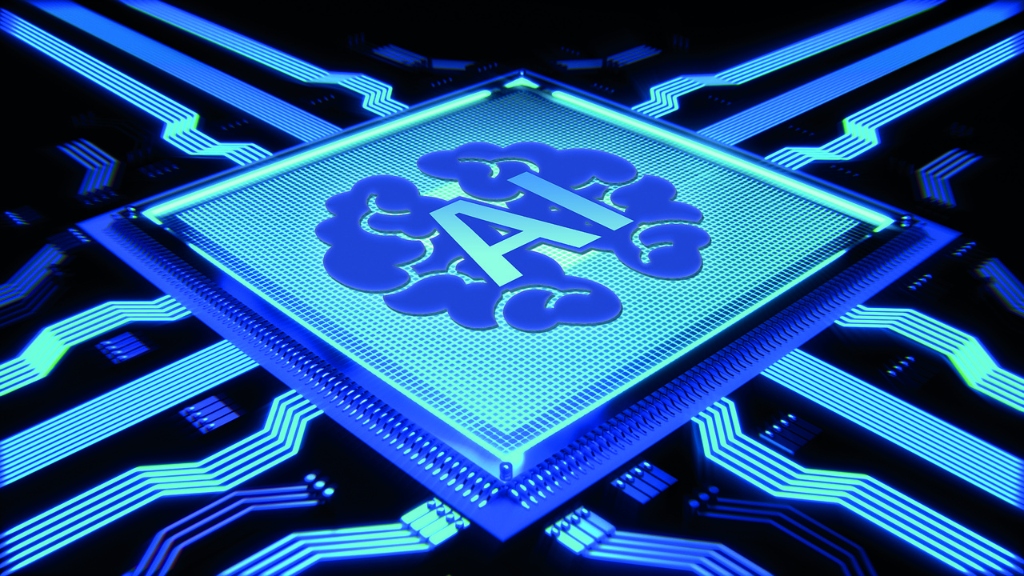 Educação e programação representados por um chip de inteligência artificial